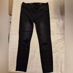 J. Crew Black Distressed Skinny Jeans